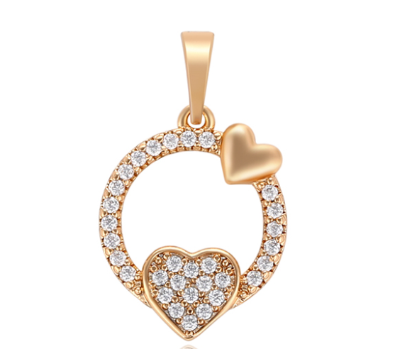 DIJE CON DOBLE CORAZON DOBLE ENCHAPE 18K