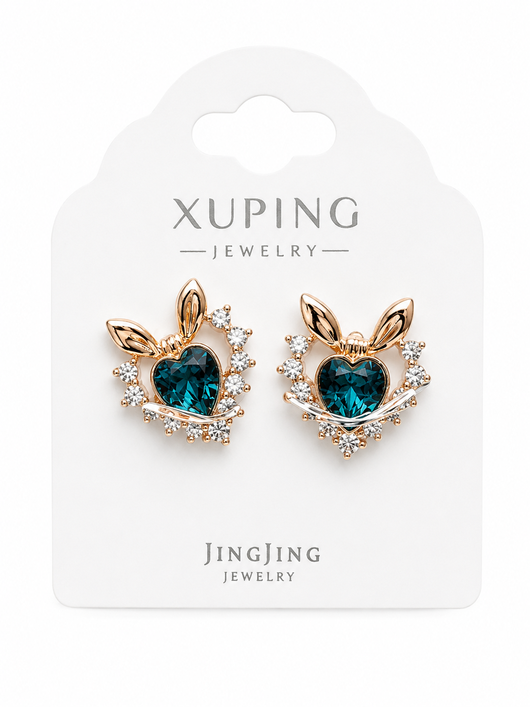 ARETE CONEJO AZUL DOBLE ENCHAPE 18K