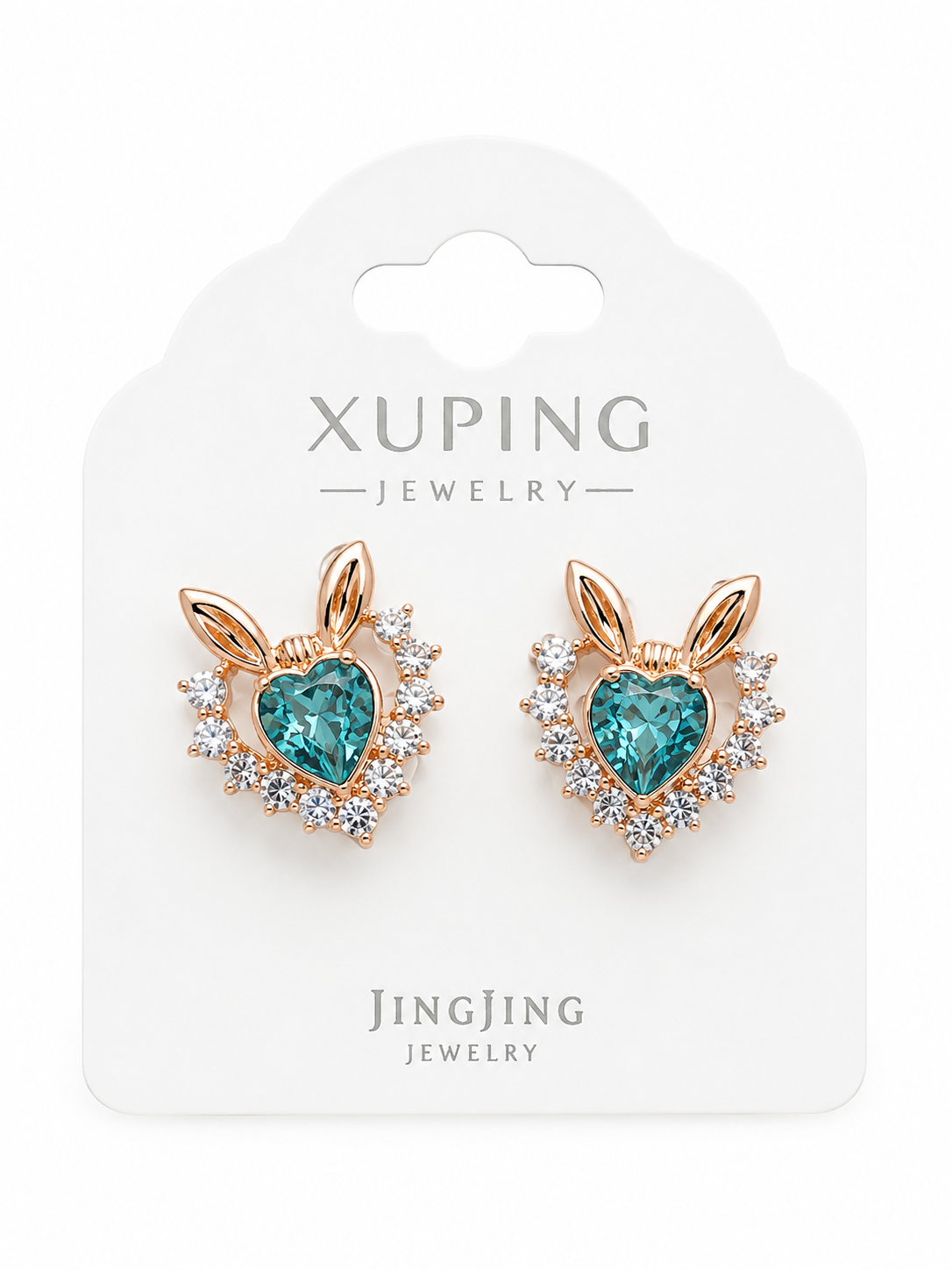 ARETE CONEJO CELESTE DOBLE ENCHAPE 18K