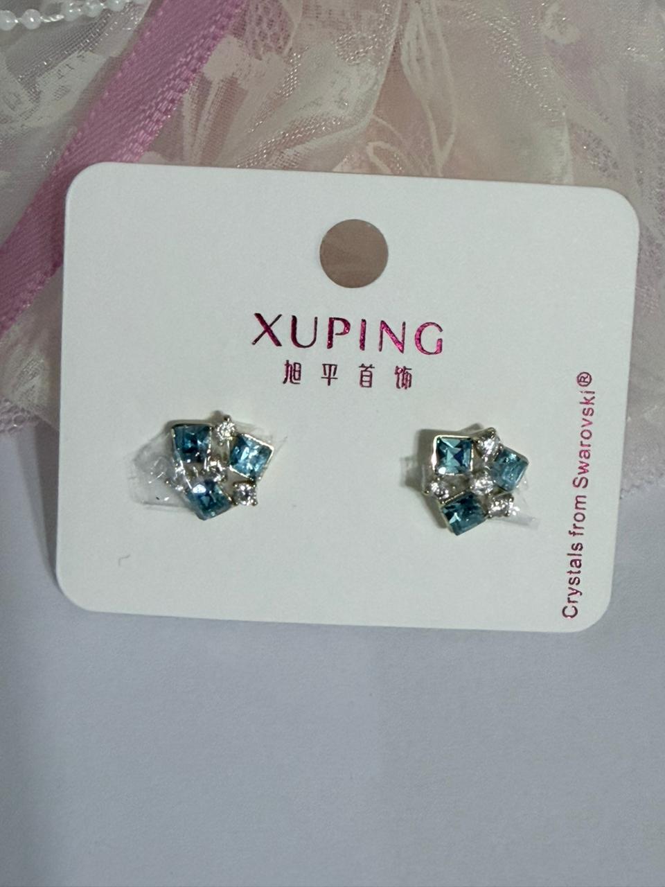 ARETE FLOR CON CRISTAL SWAROVSKI AZUL