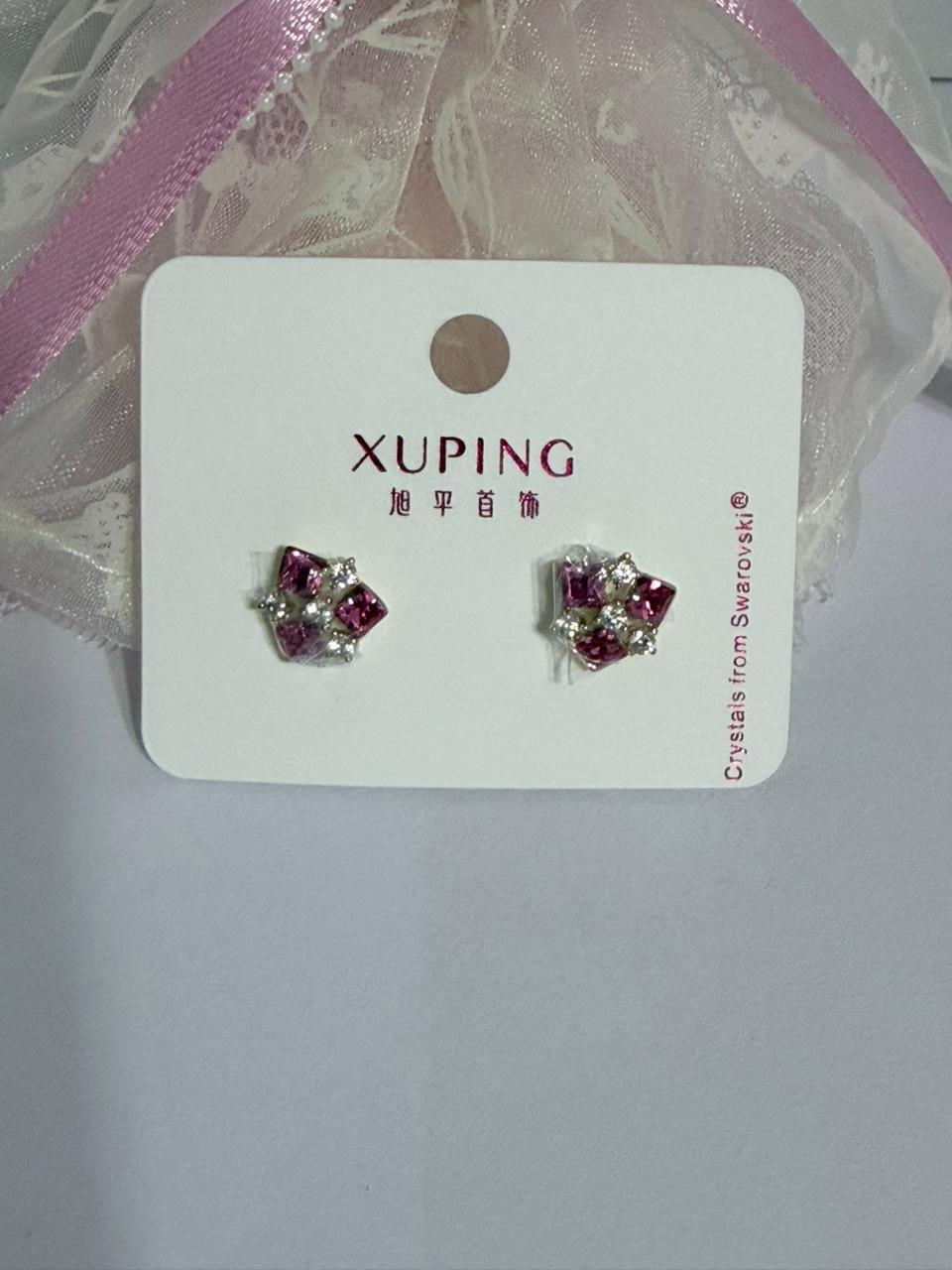 ARETE FLOR CON CRISTAL SWAROVSKI ROSADO