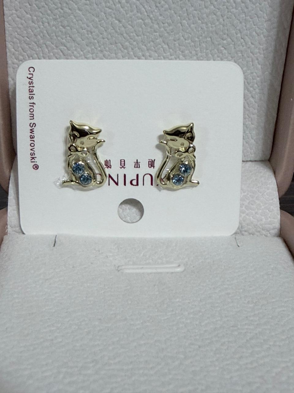 ARETE GATO CON CRISTAL SWAROVSKI  AZUL