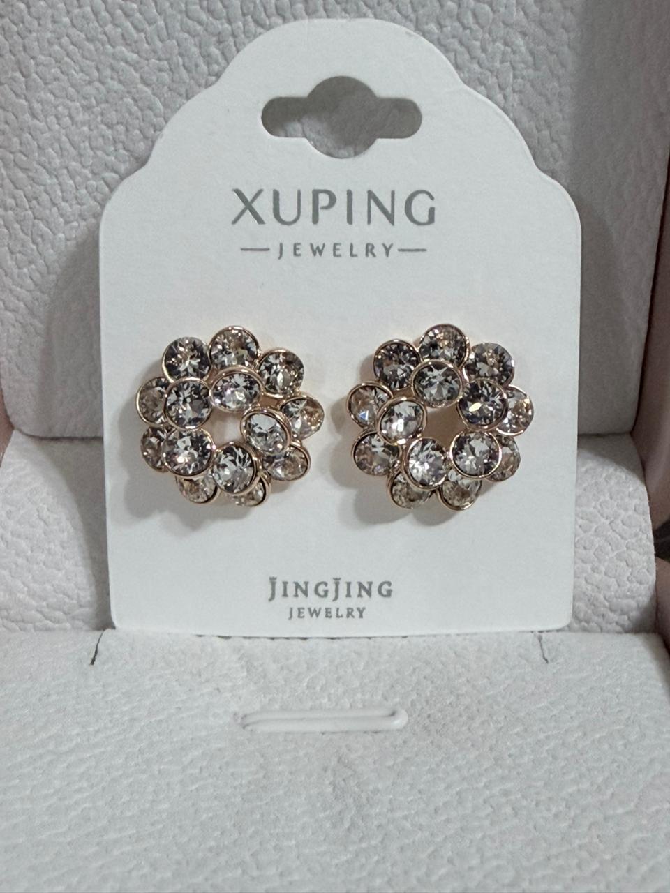 ARETE FLOR CON CRISTAL BLANCO