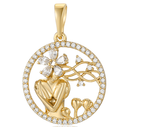 DIJE MUJER CON CIRCONITA BLANCO DOBLE ENCHAPE 14K