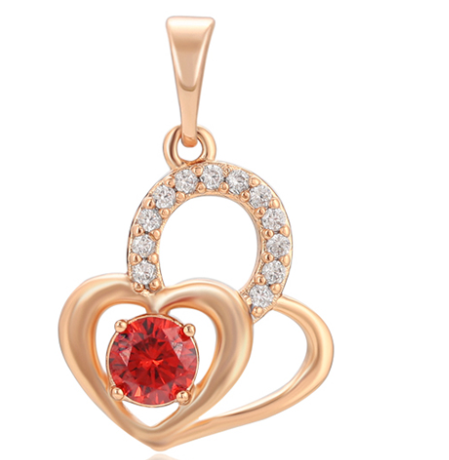 DIJE CORAZON CON CIRCONITA ROJO DOBLE ENCHAPE 18K