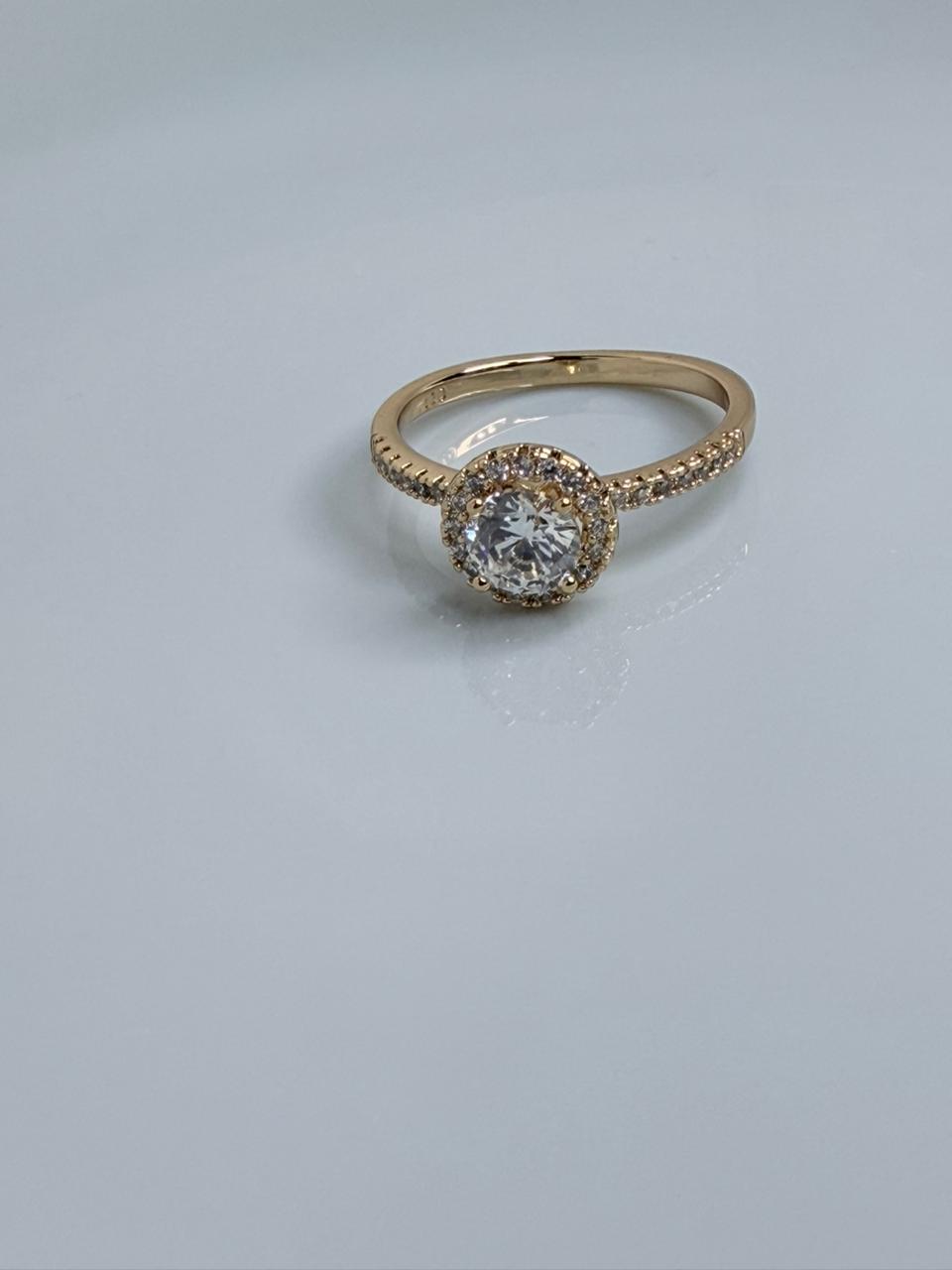 ANILLO CON CIRCONITA BLANCA DOBLE ENCHAPE 18K  (TALLA 10)