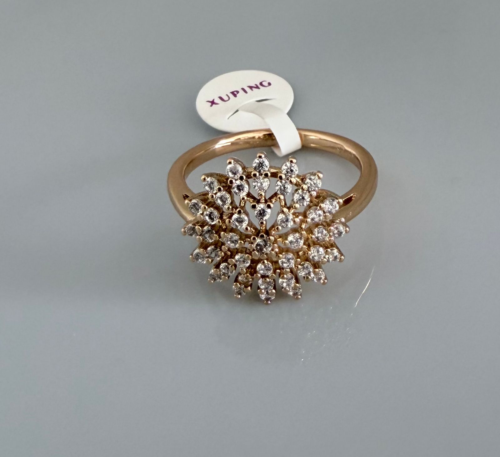 ANILLO GIRASOL CON CIRCONITA  DOBLE ENCHAPE 18K(TALLA6)