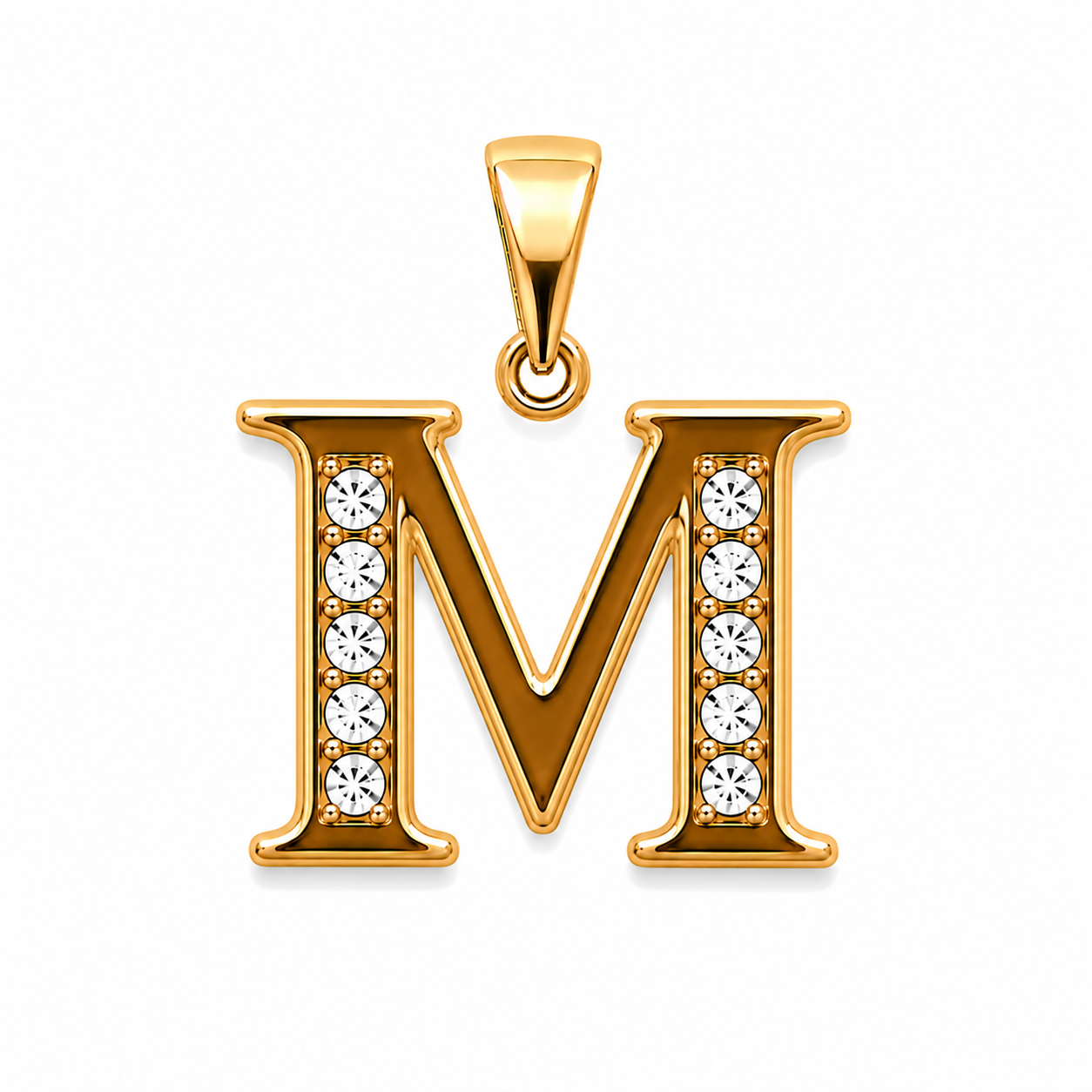 DIJE INICIAL M  DOBLE ENCHAPE 18K