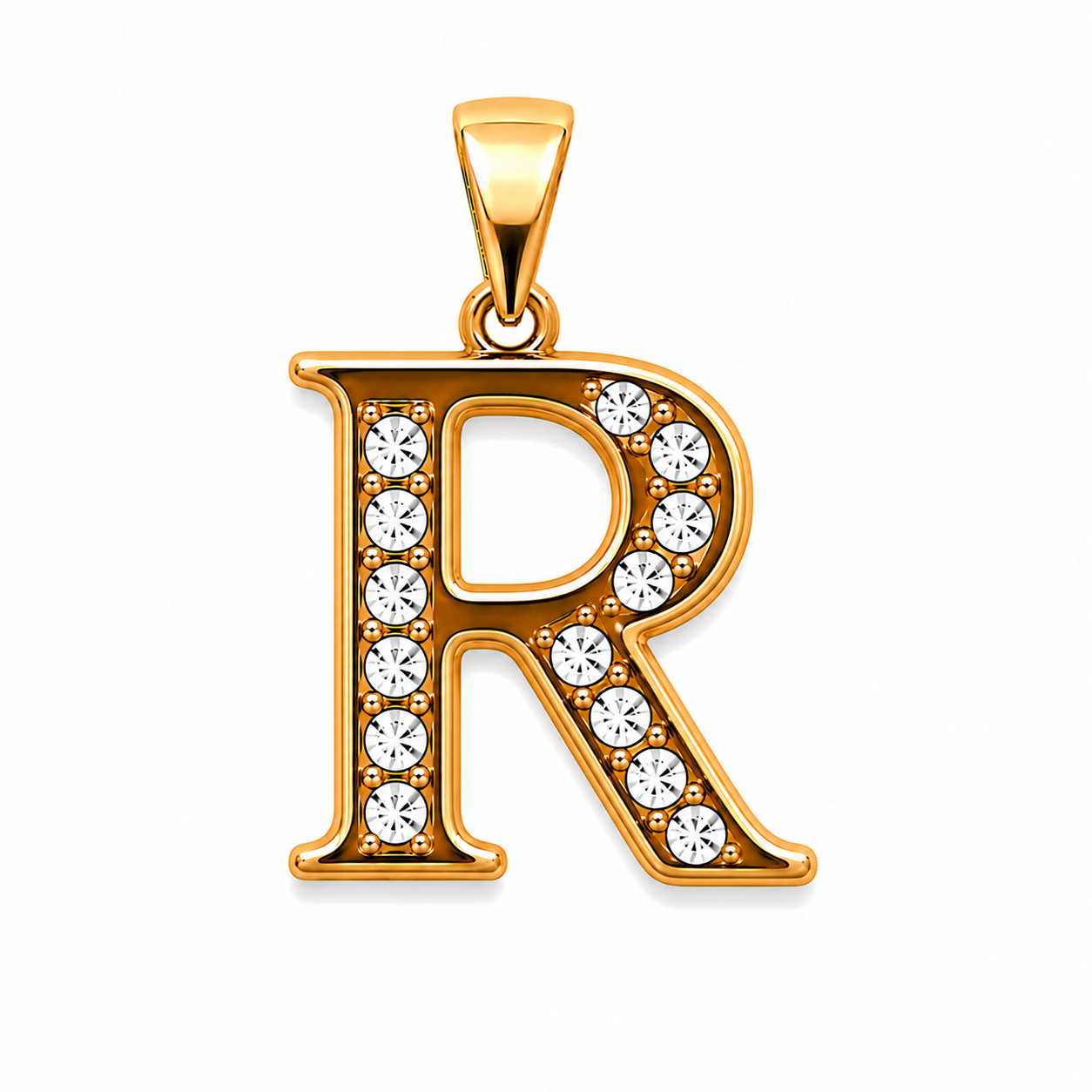DIJE INICIAL R  DOBLE ENCHAPE 18K