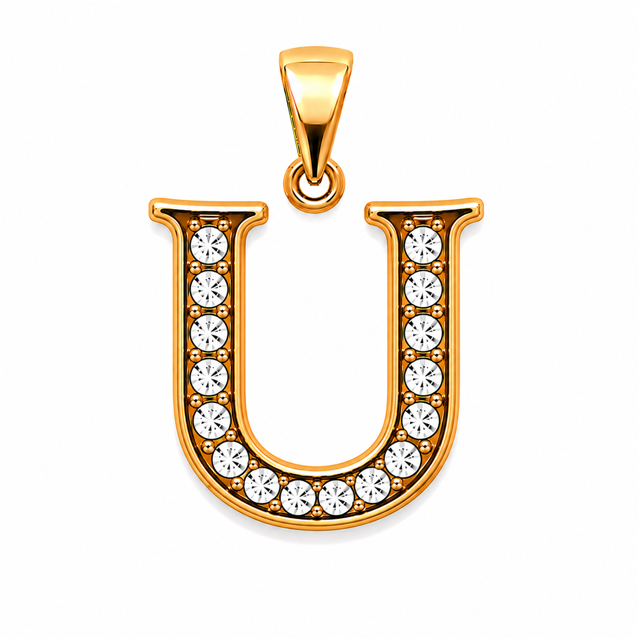 DIJE INICIAL U  DOBLE ENCHAPE 18K